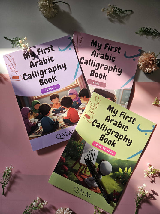 The Complete 4-in-1 Arabic Calligraphy Kit for Kids | Self Learn & Trace QALM 