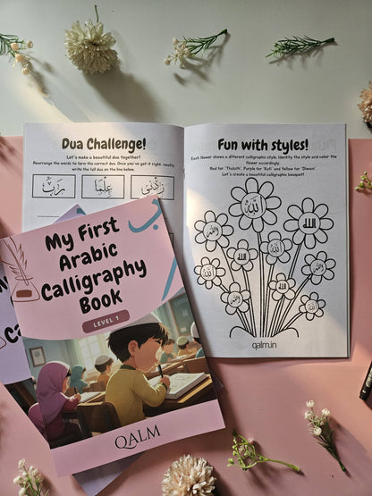 The Complete 4-in-1 Arabic Calligraphy Kit for Kids | Self Learn & Trace QALM 